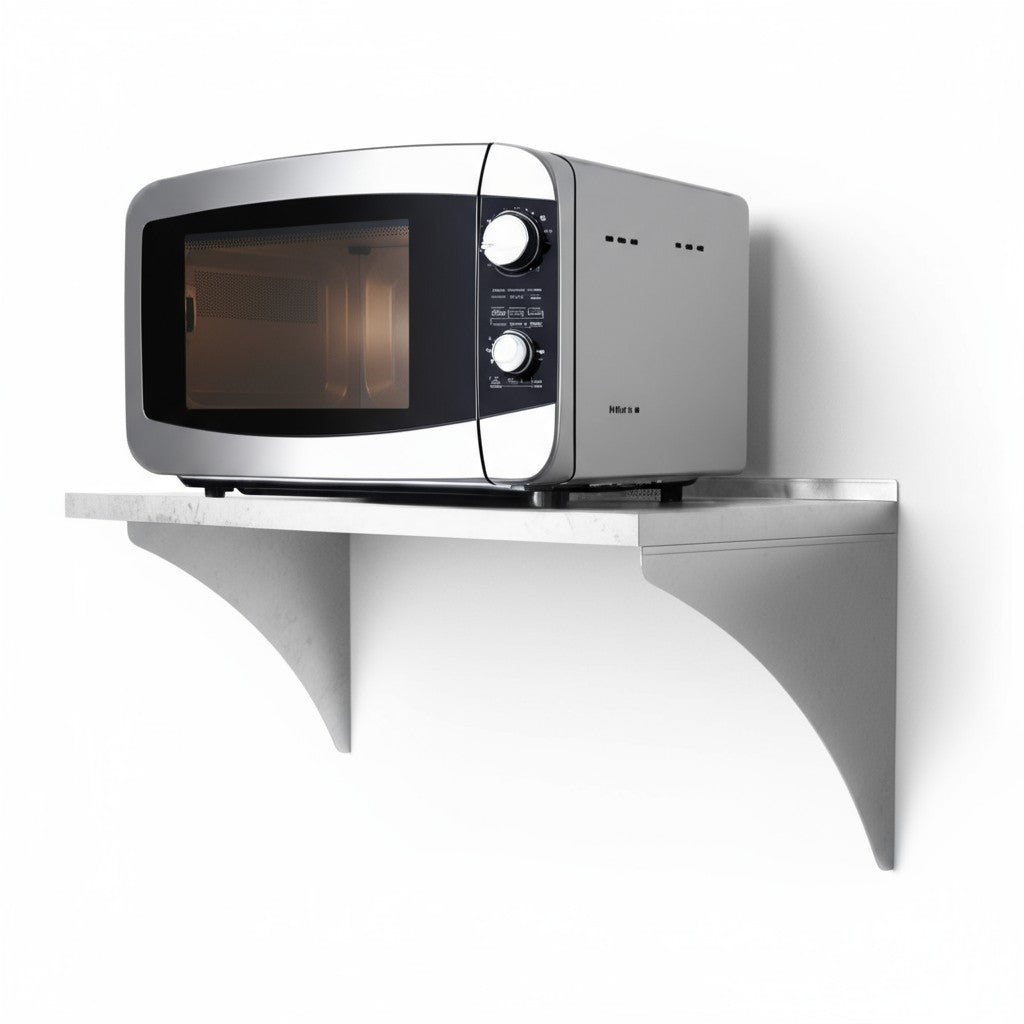 Heavy Duty 800mm x450mm +20mm(For Microwave) Splash back Deep Wall Mounted Flat Shelf EZ Stainless Pty Ltd