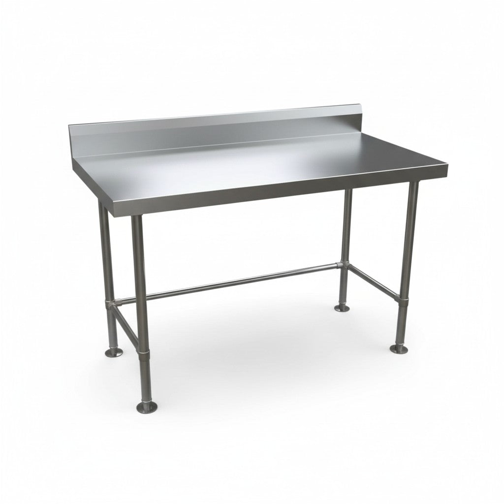 Single Tier Bench For Under Fridge with splash back, With reinforcement system + Screw down feet (4 Sizes) EZ Stainless Pty Ltd